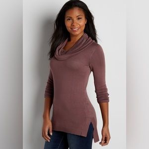 2 Maurice’s cowl-neck sweater tunic - size small 2-pack gray and mauve/brown